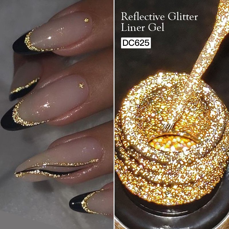 MTSSII 5ml Reflexivo Glitter Forro Unha Gel Polonês Ouro Prata Vermelho Espumante Suprimentos de Unhas Uv/Led Verniz