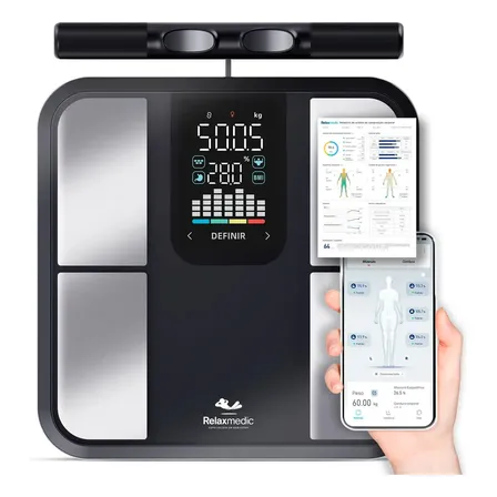 Balança De Bioimpedância 8 Sensores Relaxmedic Digital Preto