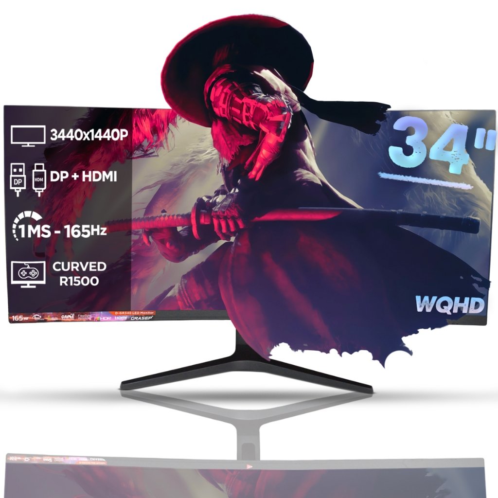 Monitor Gaming Serie Tela Led Reta/Curva 34", 27" ou 23,6'' Full HD 100Hz 1ms - ESCOLHA POR MODELO