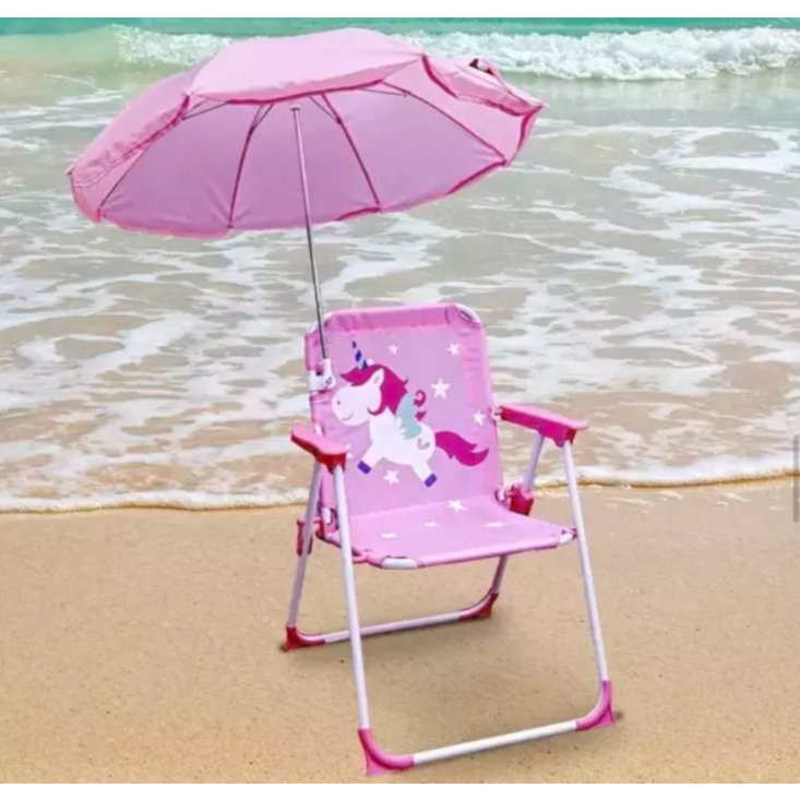 Cadeira Infantil De Praia Dobrável Com Guarda Sol Criança Praia Piscina Lazer