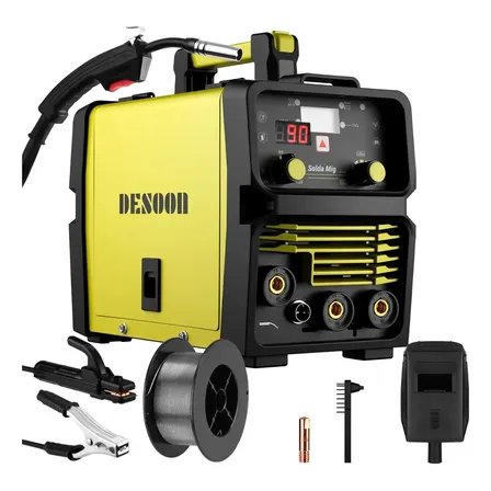 Máquina de Solda 3 em 1 DESOON 120A, Inversora MIG MMA TIG Sem Gás, Com Máscara e Arame