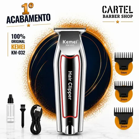 Maquina Acabamento Degrade Pezinho Cortar Cabelo Barba E Pelos Corpo Kemei 032