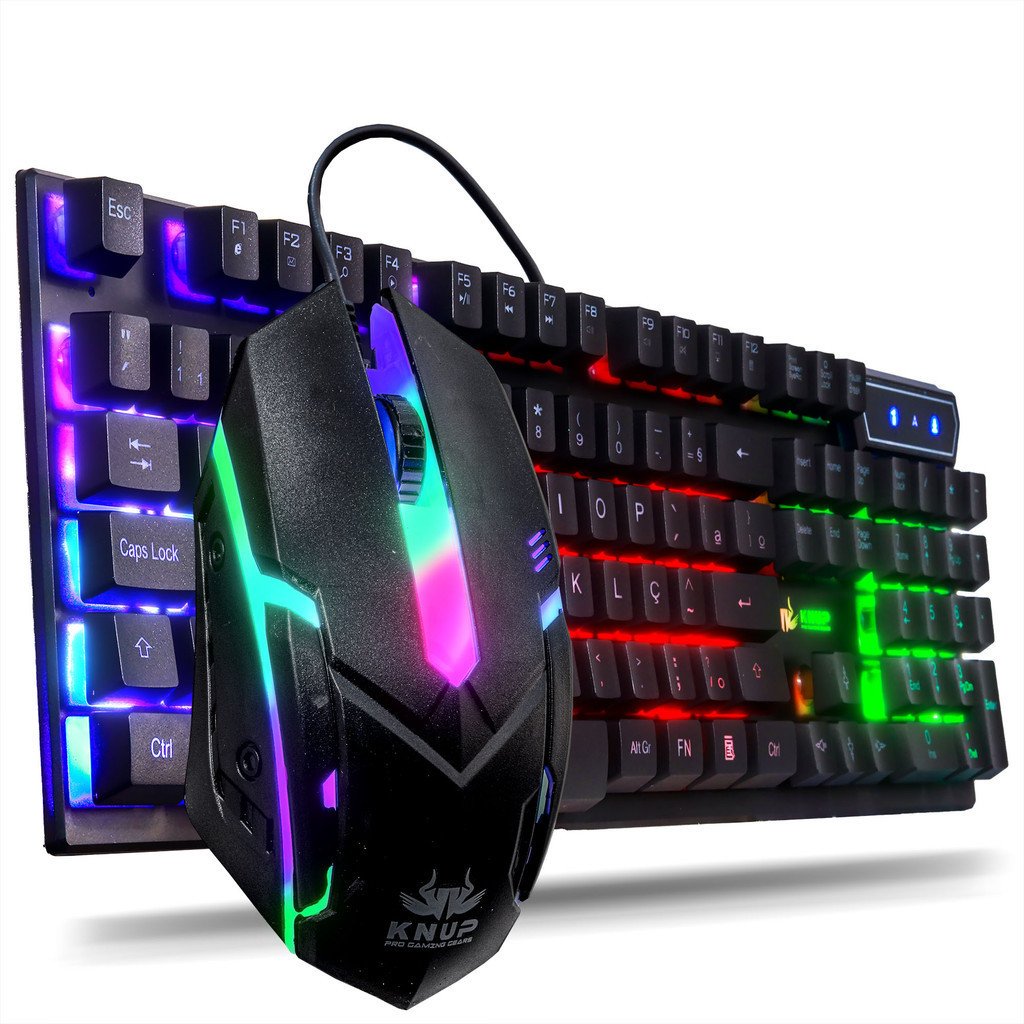 Kit Gamer Teclado Semi Mecânico + Mouse Led Chroma Rgb Iluminado Jogos Pc Usb