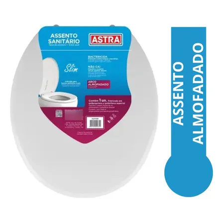Assento Vaso Sanitário Slim Almofadado Universal Oval Astra
