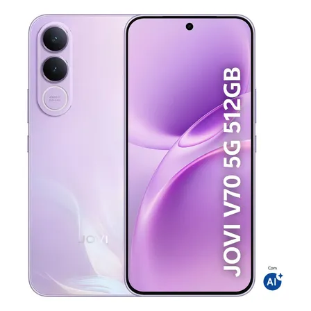 Smartphone JOVI V70 5G Câmera 200MP 512GB de Memória 16GB RAM (8GB + 8GB RAM expansível) Bateria de 7000mAh, Processador Octa-Core - Lilás Boreal