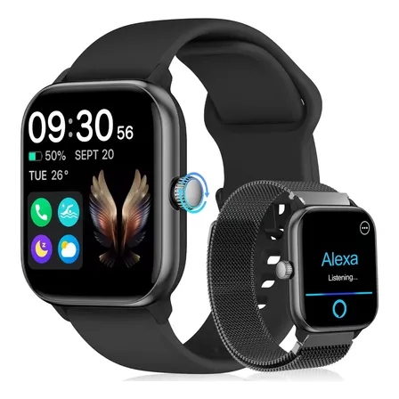 Relógio Inteligente Smartwatch Alexa Chamadas Bluetooth NOVANTE Preto Digital Feminino Masculino Esportivo Notificações Instantâneas Agua IP68 350mAh 1.85 AMOLED Com Codificador Monitor Cardíaco Spo2