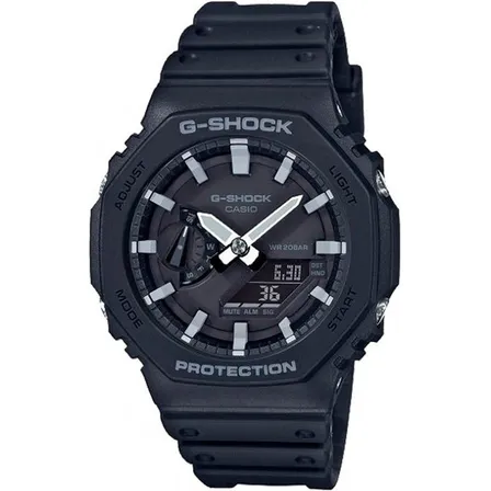 Relógio Casio G-shock Ga-2100-1adr Carbon Core Guard Cor da correia Preto Cor do bisel Preto/Cinza Cor do fundo Preto