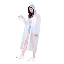 Capa De Chuva De Eva Branca Capuz Adulto 116cm Resistente - Casita