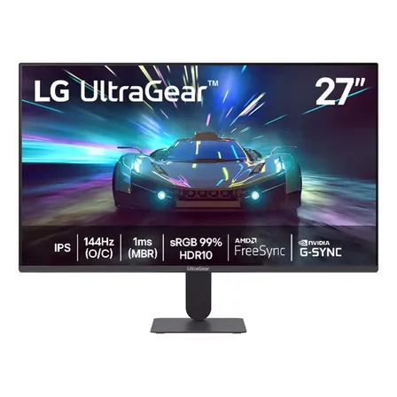 LG UltraGear Monitor Gamer 27" IPS 144Hz (O/C) 1ms (MBR) Full HD (1920x1080) HDR10 NVIDIA G-SYNC AMD FreeSync, Preto - 27G411A