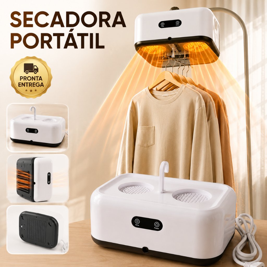 Secador De Roupas Portátil Elétrico Aquecedor Varal Dobrável Secagem Rápida