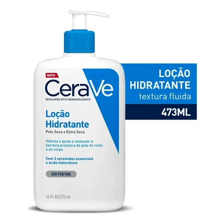 Loção Hidratante Corporal Sem Perfume, com Ceramidas Essenciais e Ácido Hialurônico, Textura Fluida CeraVe 473ml