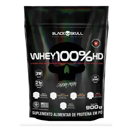 Suplemento em pó Black Skull Whey 100% HD sabor Baunilha 900 g