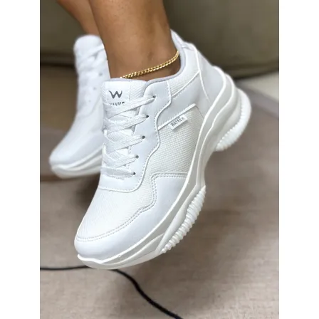 Tênis Branco Feminino Casual Plataforma Lançamento Wayke