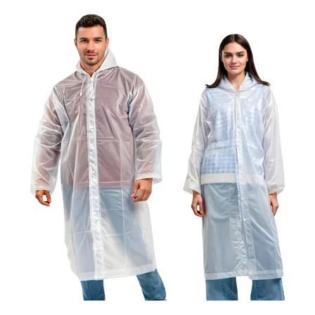 Kit 2 Capa De Chuva Reforçada Pvc Transparente Resistente Transparente Único