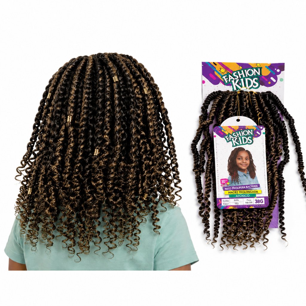 Kit com 5 Pacotes de Cabelo Fashion Kids 25cm – Estilo Goddess Crochet Braid Atóxico