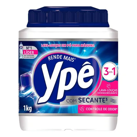 Detergente Lava Louças em Pó para Máquina Ypê 1Kg 3em1 Com Secante