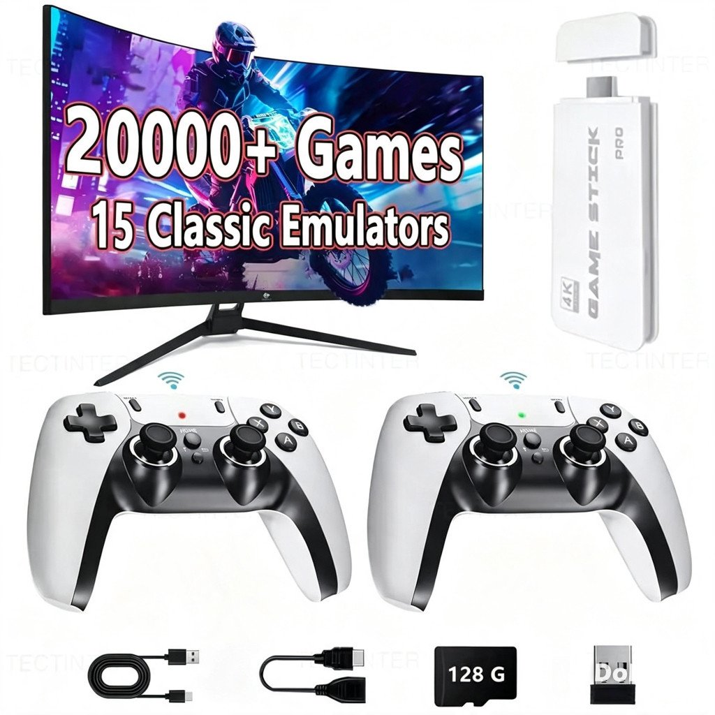 NOVO Vídeo Game Stick M15 Plus 4k 64gb Hdmi Com 2 Controles Se Fio +20mil Jogos Moby